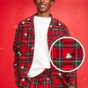 OLD NAVY x Disney‎ NWT Men's Red Flannel Pajama Top Mickey & Minnie Size Med